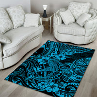 Hawaii Shark Area Rug Polynesian Pattern Sky Blue Version LT01 - Polynesian Pride