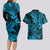 Hawaii Shark Couples Matching Long Sleeve Bodycon Dress and Hawaiian Shirt Polynesian Pattern Sky Blue Version LT01 - Polynesian Pride