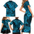 Hawaii Shark Family Matching Short Sleeve Bodycon Dress and Hawaiian Shirt Polynesian Pattern Sky Blue Version LT01 - Polynesian Pride