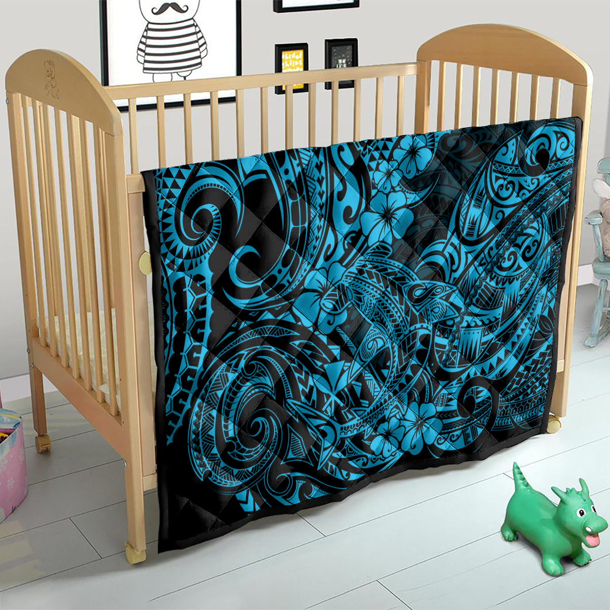 Hawaii Shark Quilt Polynesian Pattern Sky Blue Version LT01 - Polynesian Pride