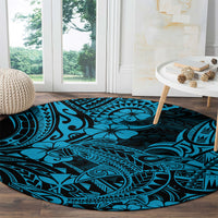 Hawaii Shark Round Carpet Polynesian Pattern Sky Blue Version LT01 - Polynesian Pride