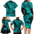 Hawaii Shark Family Matching Long Sleeve Bodycon Dress and Hawaiian Shirt Polynesian Pattern Turquoise Version LT01 - Polynesian Pride