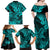 Hawaii Shark Family Matching Off Shoulder Maxi Dress and Hawaiian Shirt Polynesian Pattern Turquoise Version LT01 - Polynesian Pride