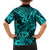 Hawaii Shark Family Matching Off Shoulder Short Dress and Hawaiian Shirt Polynesian Pattern Turquoise Version LT01 - Polynesian Pride