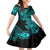 Hawaii Shark Family Matching Off Shoulder Short Dress and Hawaiian Shirt Polynesian Pattern Turquoise Version LT01 Daughter's Dress Turquoise - Polynesian Pride