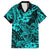 Hawaii Shark Family Matching Off Shoulder Short Dress and Hawaiian Shirt Polynesian Pattern Turquoise Version LT01 Dad's Shirt - Short Sleeve Turquoise - Polynesian Pride