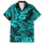 Hawaii Shark Family Matching Short Sleeve Bodycon Dress and Hawaiian Shirt Polynesian Pattern Turquoise Version LT01 Dad's Shirt - Short Sleeve Turquoise - Polynesian Pride