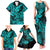 Hawaii Shark Family Matching Tank Maxi Dress and Hawaiian Shirt Polynesian Pattern Turquoise Version LT01 - Polynesian Pride