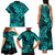 Hawaii Shark Family Matching Tank Maxi Dress and Hawaiian Shirt Polynesian Pattern Turquoise Version LT01 - Polynesian Pride