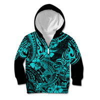 Hawaii Shark Kid Hoodie Polynesian Pattern Turquoise Version LT01 - Polynesian Pride
