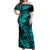 Hawaii Shark Off Shoulder Maxi Dress Polynesian Pattern Turquoise Version LT01 Women Turquoise - Polynesian Pride