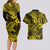 Hawaii Shark Couples Matching Long Sleeve Bodycon Dress and Hawaiian Shirt Polynesian Pattern Yellow Version LT01 - Polynesian Pride