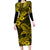 Hawaii Shark Family Matching Long Sleeve Bodycon Dress and Hawaiian Shirt Polynesian Pattern Yellow Version LT01 Mom's Dress Yellow - Polynesian Pride