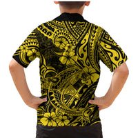 Hawaii Shark Family Matching Mermaid Dress and Hawaiian Shirt Polynesian Pattern Yellow Version LT01 - Polynesian Pride