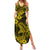 Hawaii Shark Family Matching Summer Maxi Dress and Hawaiian Shirt Polynesian Pattern Yellow Version LT01 Mom's Dress Yellow - Polynesian Pride