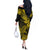 Hawaii Shark Off The Shoulder Long Sleeve Dress Polynesian Pattern Yellow Version LT01 - Polynesian Pride