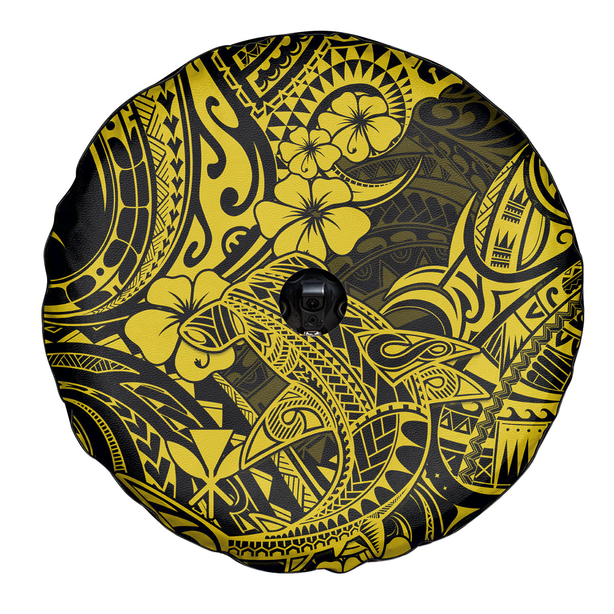 Hawaii Shark Spare Tire Cover Polynesian Pattern Yellow Version LT01 - Polynesian Pride