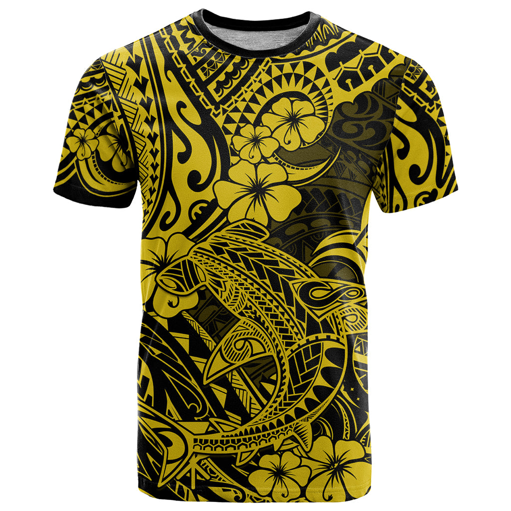 Hawaii Shark T Shirt Polynesian Pattern Yellow Version LT01 Yellow - Polynesian Pride