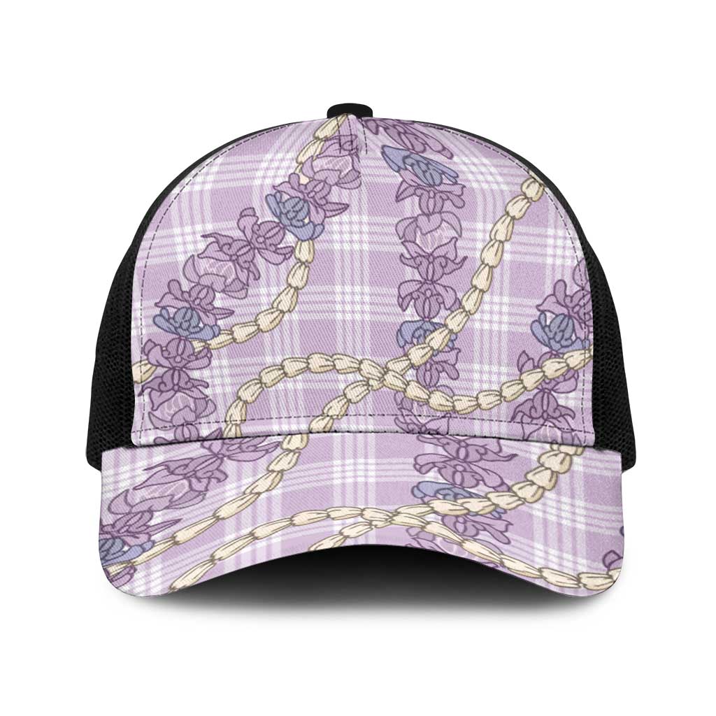 Pua Kalaunu Lei Baseball Net Cap Palaka Pattern LT01 One Size Black Purple - Polynesian Pride