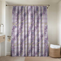 Pua Kalaunu Lei Bathroom Set Palaka Pattern LT01 Shower Curtain Only Purple - Polynesian Pride
