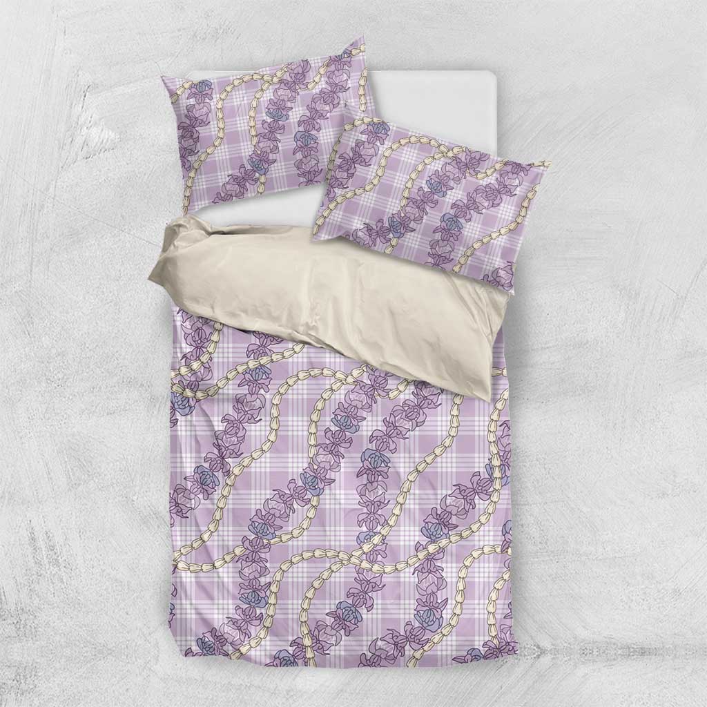 Pua Kalaunu Lei Bedding Set Palaka Pattern LT01 US Twin 172cm x 218cm Purple - Polynesian Pride