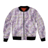 Pua Kalaunu Lei Bomber Jacket Palaka Pattern LT01 Unisex Purple - Polynesian Pride
