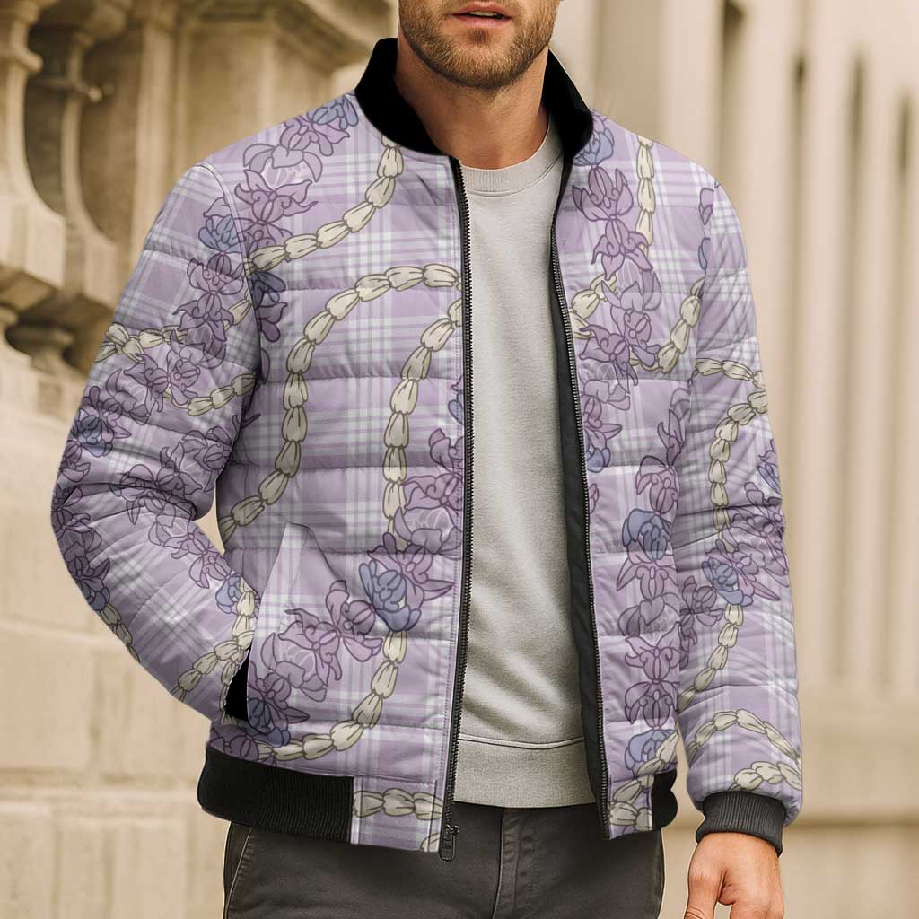 Pua Kalaunu Lei Bomber Puffer Jacket Palaka Pattern LT01 - Polynesian Pride
