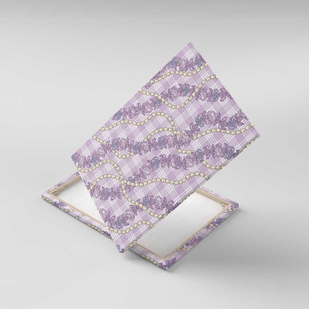 Pua Kalaunu Lei Canvas Wall Art Palaka Pattern LT01 With Frame Purple - Polynesian Pride