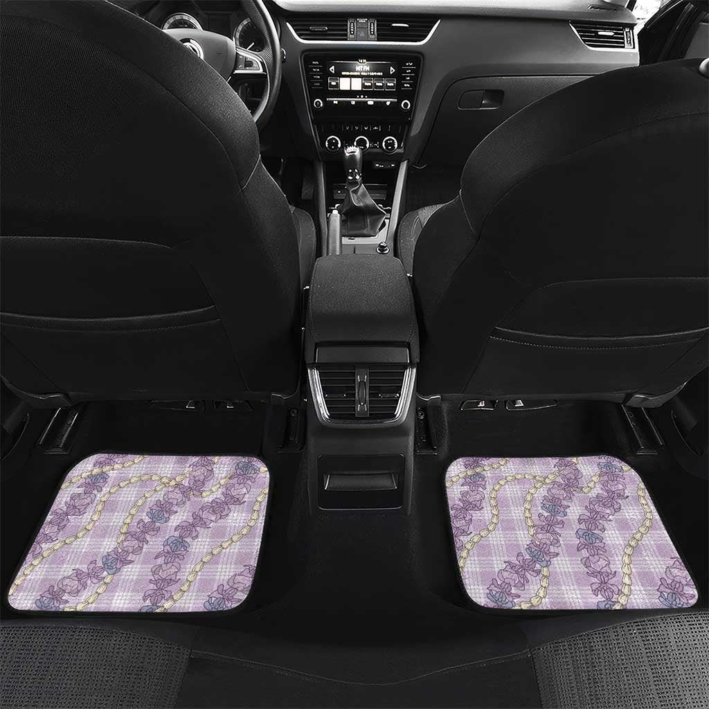 Pua Kalaunu Lei Car Mats Palaka Pattern LT01 Set 2pcs - Back Purple - Polynesian Pride