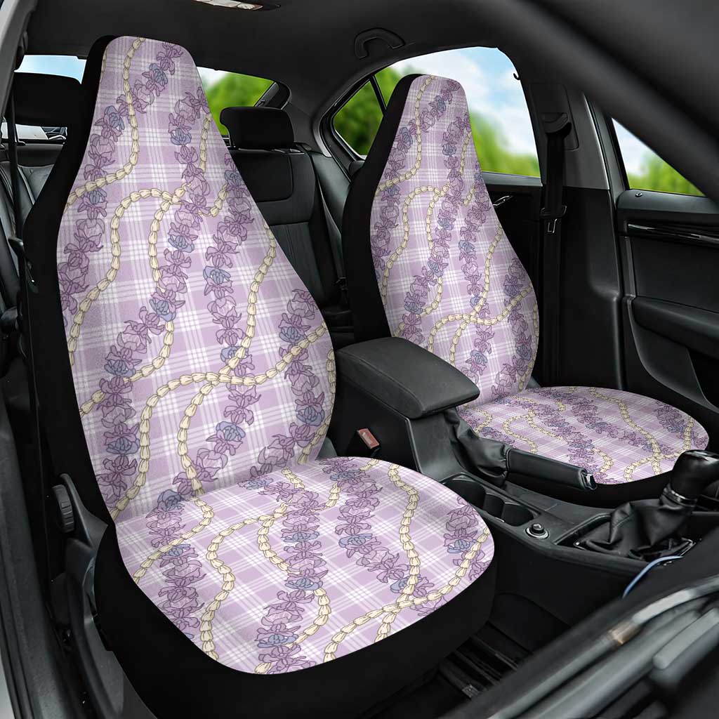 Pua Kalaunu Lei Car Seat Cover Palaka Pattern LT01 One Size Purple - Polynesian Pride