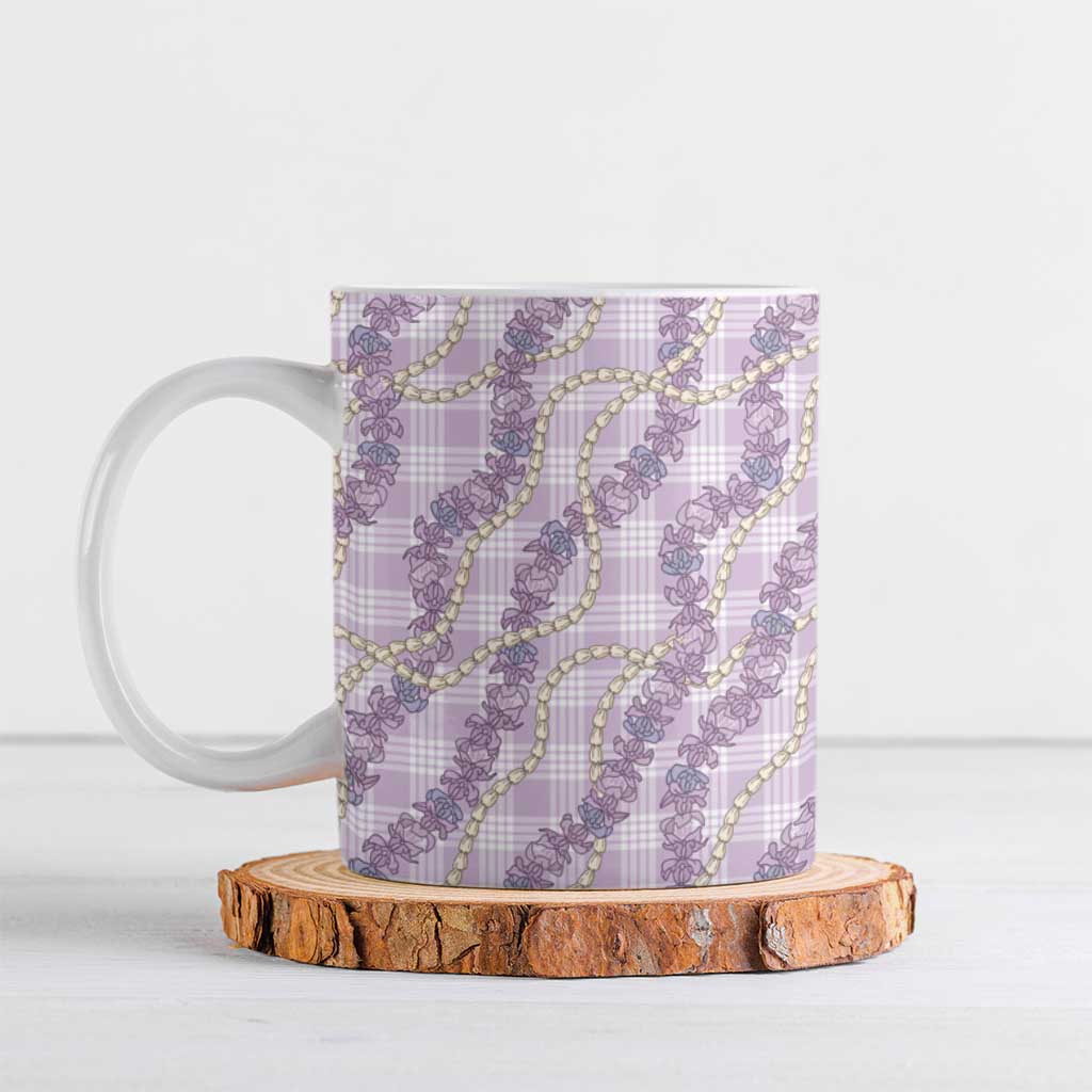 Pua Kalaunu Lei Ceramic Mug Palaka Pattern LT01 Purple - Polynesian Pride