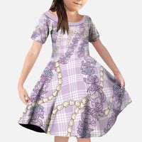 Pua Kalaunu Lei Family Matching Off The Shoulder Long Sleeve Dress and Hawaiian Shirt Palaka Pattern