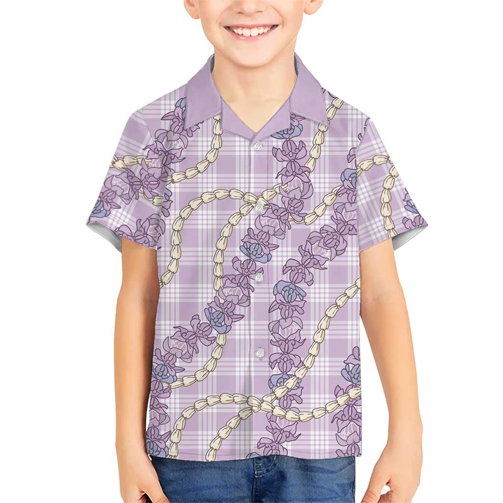 Pua Kalaunu Lei Family Matching Off The Shoulder Long Sleeve Dress and Hawaiian Shirt Palaka Pattern