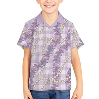Pua Kalaunu Lei Family Matching Summer Maxi Dress and Hawaiian Shirt Palaka Pattern LT01 Son's Shirt Purple - Polynesian Pride
