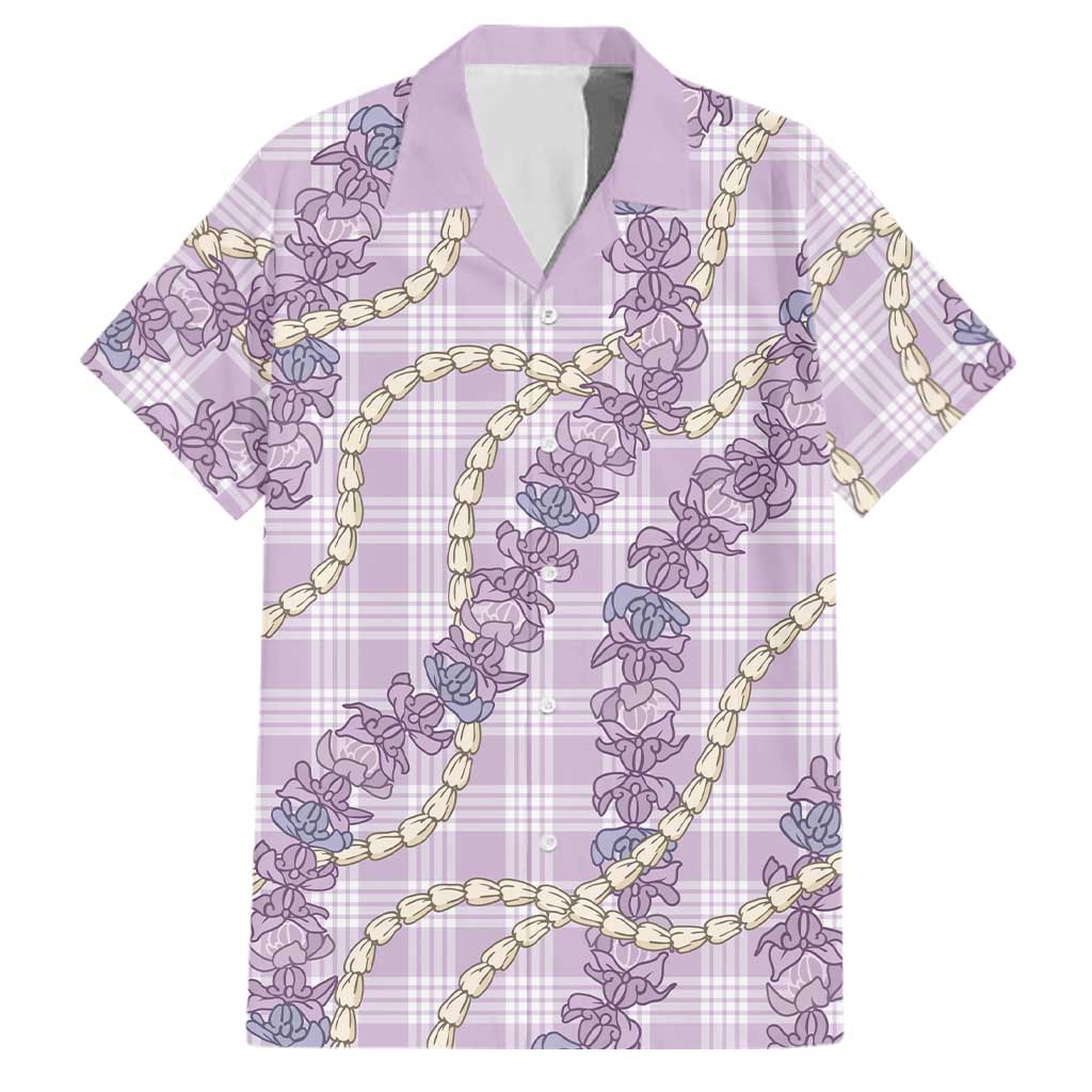 Pua Kalaunu Lei Family Matching Tank Maxi Dress and Hawaiian Shirt Palaka Pattern LT01 Dad's Shirt - Short Sleeve Purple - Polynesian Pride