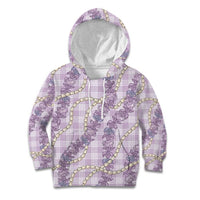 Pua Kalaunu Lei Kid Hoodie Palaka Pattern LT01 Hoodie Purple - Polynesian Pride