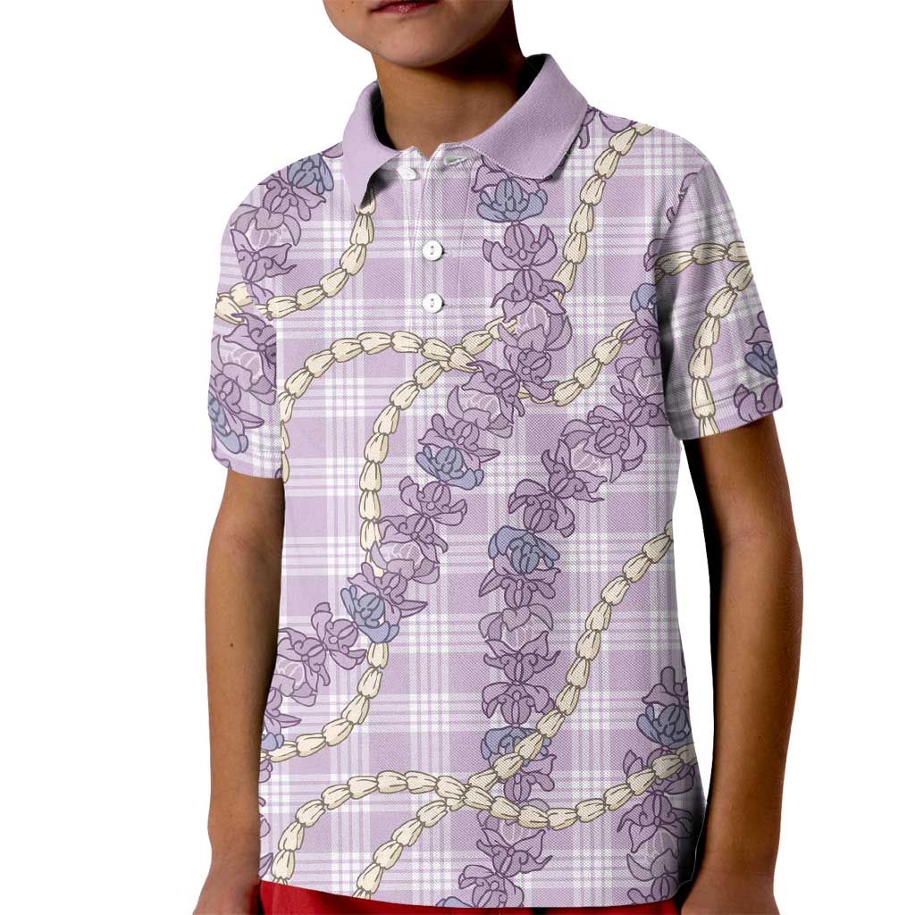 Pua Kalaunu Lei Kid Polo Shirt Palaka Pattern LT01 Kid Purple - Polynesian Pride