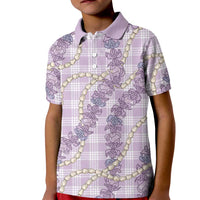 Pua Kalaunu Lei Kid Polo Shirt Palaka Pattern LT01 Kid Purple - Polynesian Pride