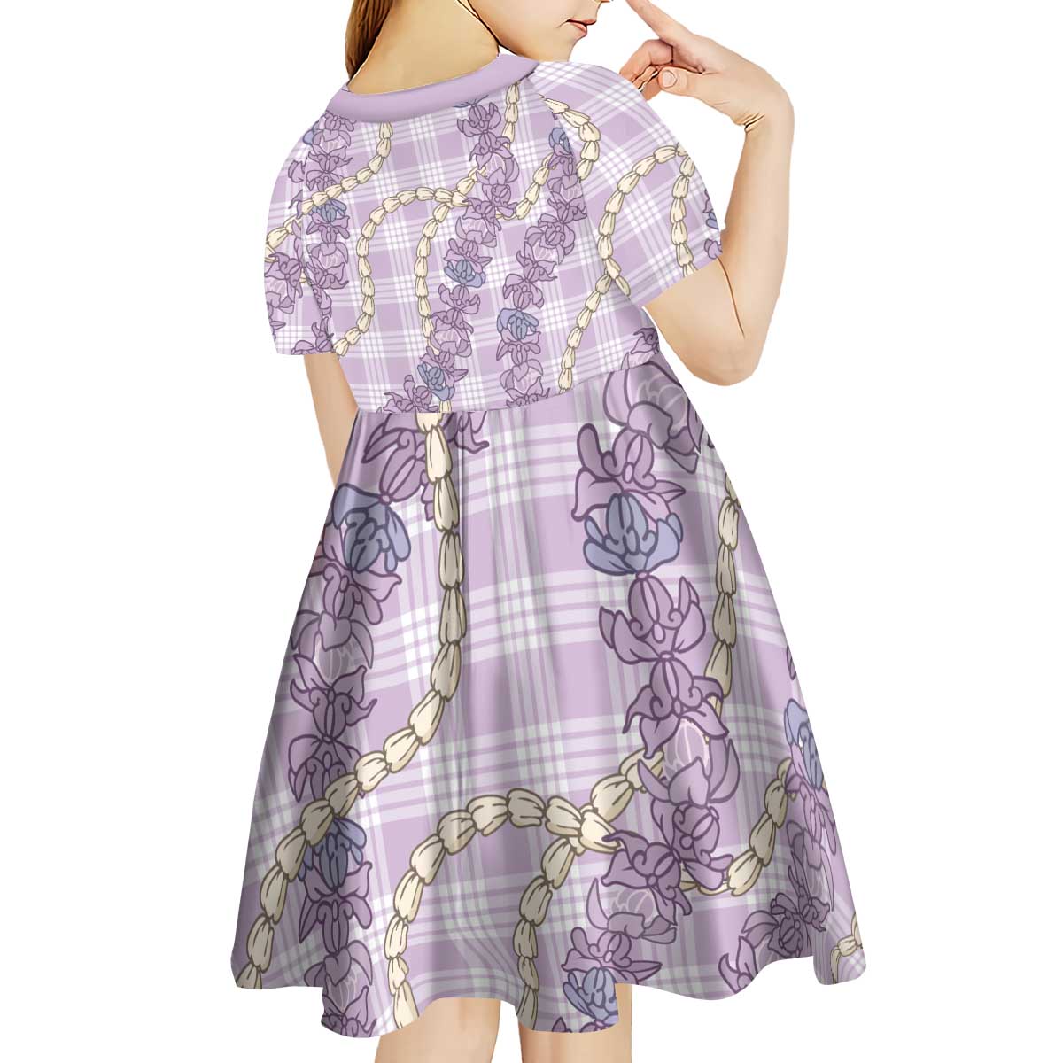 Pua Kalaunu Lei Kid Short Sleeve Dress Palaka Pattern LT01 - Polynesian Pride
