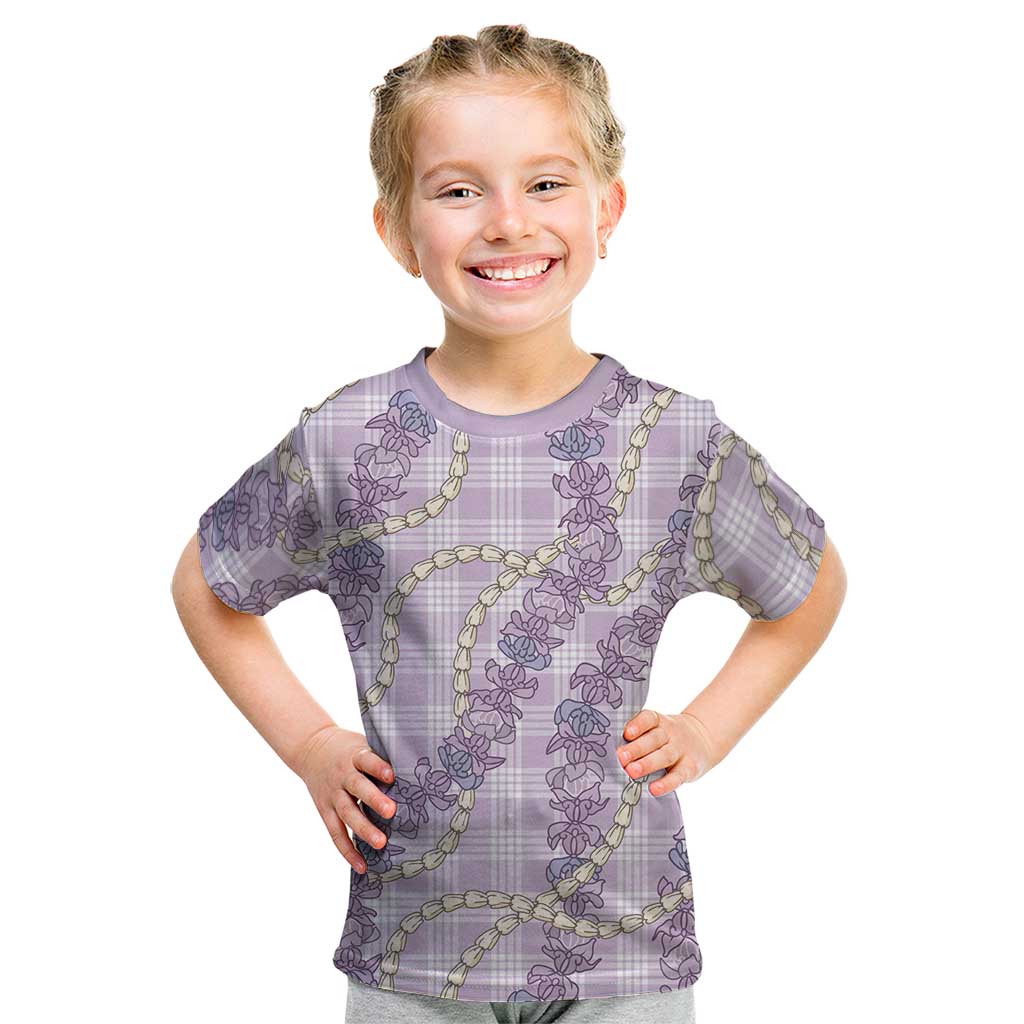 Pua Kalaunu Lei Kid T Shirt Palaka Pattern LT01 Purple - Polynesian Pride