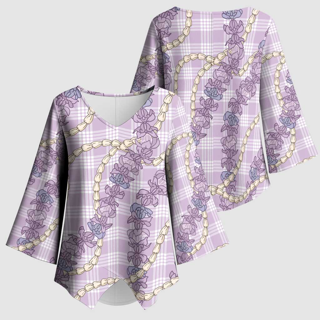 Pua Kalaunu Lei Kimono Sleeve Blouse Palaka Pattern LT01 - Polynesian Pride