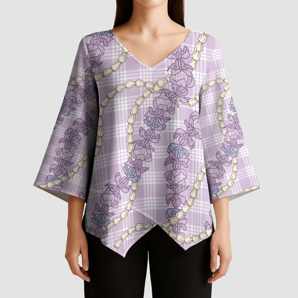 Pua Kalaunu Lei Kimono Sleeve Blouse Palaka Pattern LT01 - Polynesian Pride