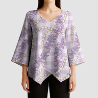 Pua Kalaunu Lei Kimono Sleeve Blouse Palaka Pattern LT01 - Polynesian Pride