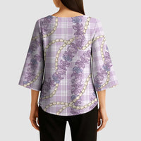 Pua Kalaunu Lei Kimono Sleeve Blouse Palaka Pattern LT01 - Polynesian Pride