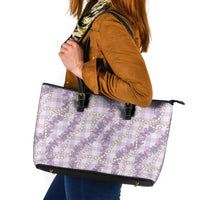 Pua Kalaunu Lei Leather Tote Bag Palaka Pattern
