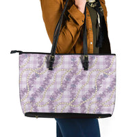 Pua Kalaunu Lei Leather Tote Bag Palaka Pattern