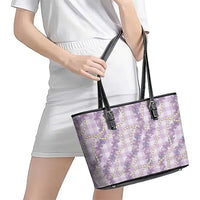 Pua Kalaunu Lei Leather Tote Bag Palaka Pattern