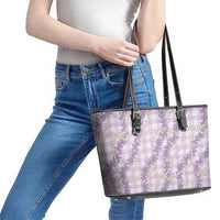 Pua Kalaunu Lei Leather Tote Bag Palaka Pattern