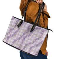Pua Kalaunu Lei Leather Tote Bag Palaka Pattern