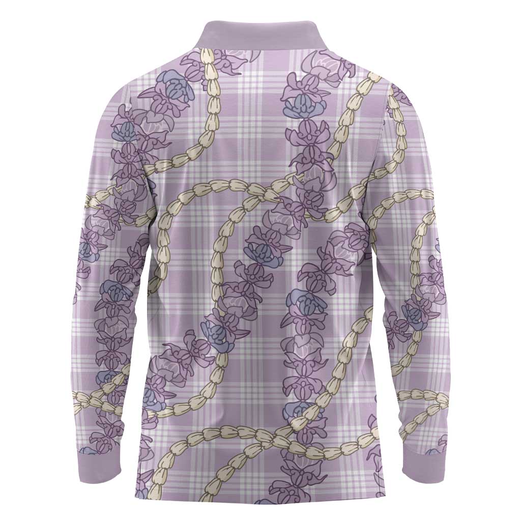Pua Kalaunu Lei Long Sleeve Polo Shirt Palaka Pattern LT01 - Polynesian Pride
